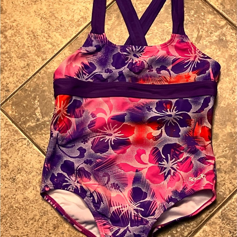 Speedo Kids' Floral One Piece in Purple and Pink. Size 10 Girls🥰